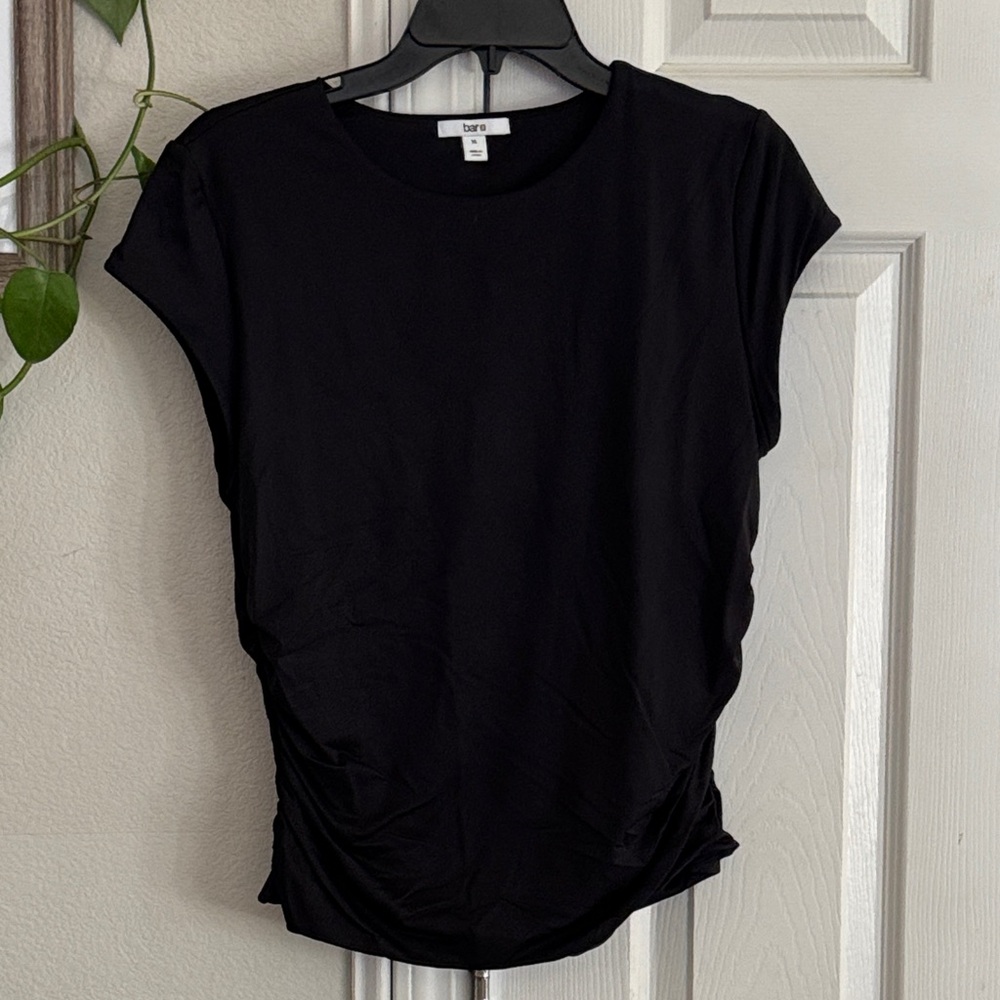 Bar III Classic Black Cap Sleeve Blouse